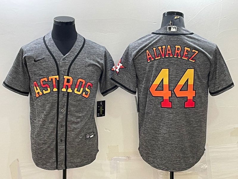 Men Houston Astros 44 Alvarez Grey hemp ash Rainbow Game Nike 2022 MLB Jerseys